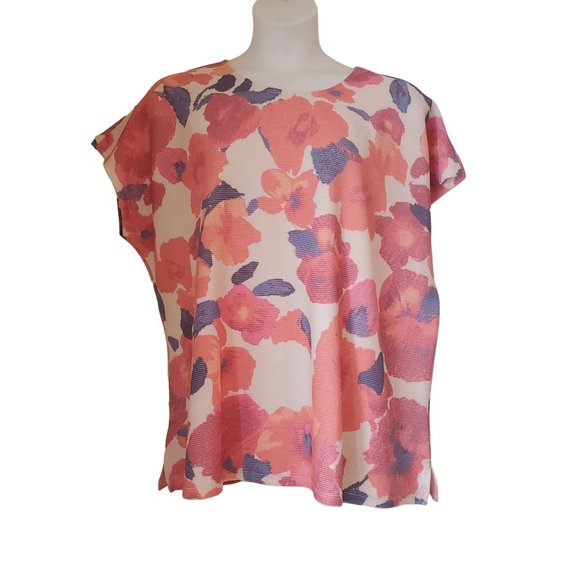 Ulla Popken Tops - Ulla Popken 20‎ 22 Oversized Top Shirt Soft Floral Watercolor Print Chic